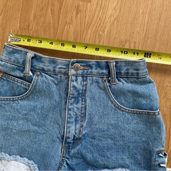 Vintage 80s 90s Filippo Totti FT Lace Ribbon Denim Jean Shorts 7 8 High Rise XS - Picture 6 of 9